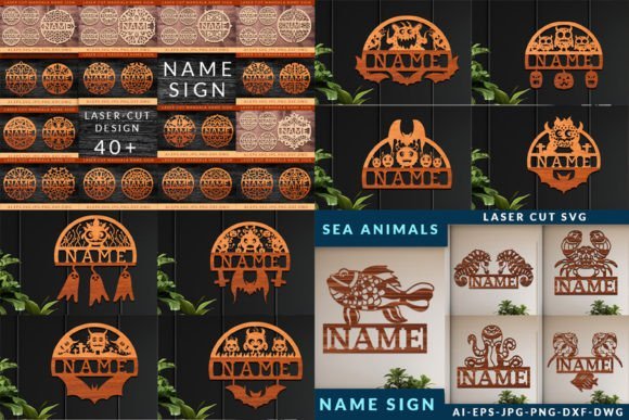 Paquete Letrero Con Nombre Creativo Digital