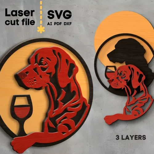 Perro Con Vino Creativo Digital