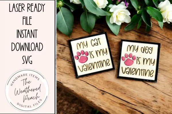 Perro O Gato De San Valentin Creativo Digital