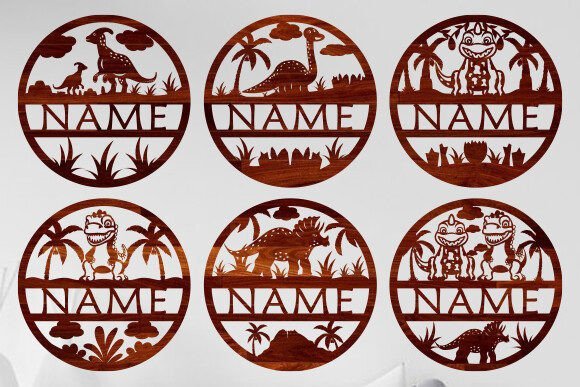 Signo De Nombre De Dinosaurio Creativo Digital