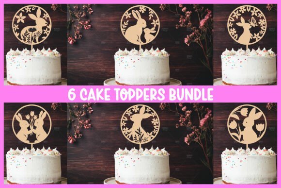 6 Adornos Para Tartas De Conejito Creativo Digital