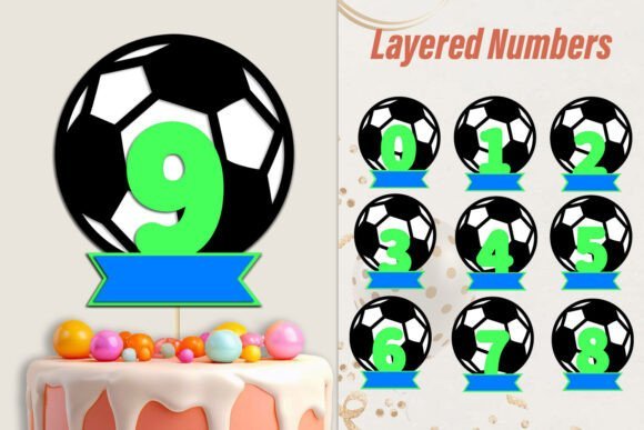 Adorno Para Tarta De Cumpleanos Con Numeros De Futbol Creativo Digital