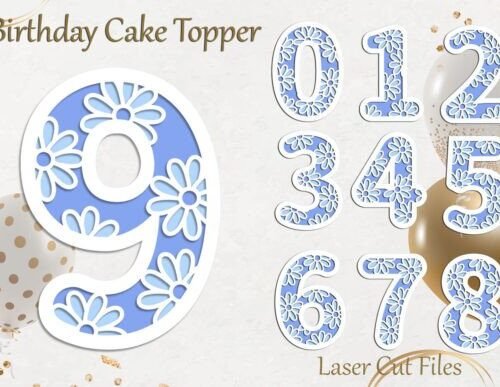 Adorno Para Tarta De Cumpleanos Con Numeros Y Flores Creativo Digital