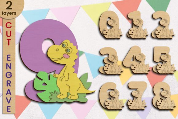 Adorno Para Tarta De Dinosaurio Con Numeros De Cumpleanos Creativo Digital