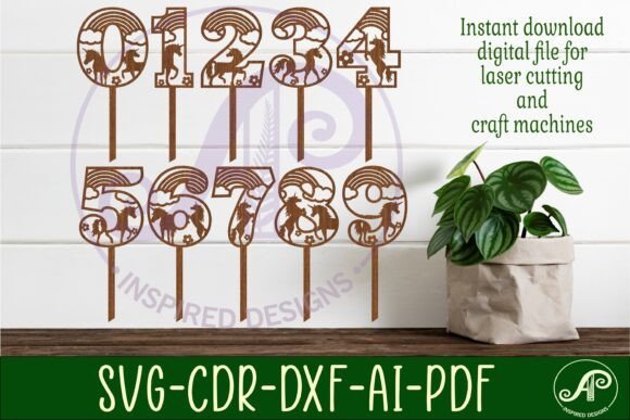 Adornos Para Tarta Con Forma De Unicornio Y Numeros 2 Creativo Digital