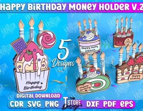 Lote De Portabilletes Con Mensaje De Feliz Cumpleanos Creativo Digital