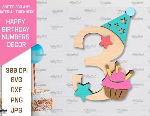 Numero 3 De Feliz Cumpleanos Creativo Digital