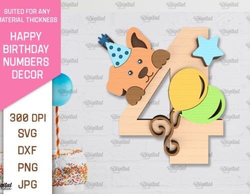 Numero 4 De Feliz Cumpleanos Creativo Digital