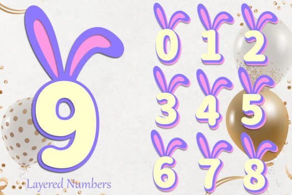 Numeros En Capas Con Orejas De Conejo Creativo Digital