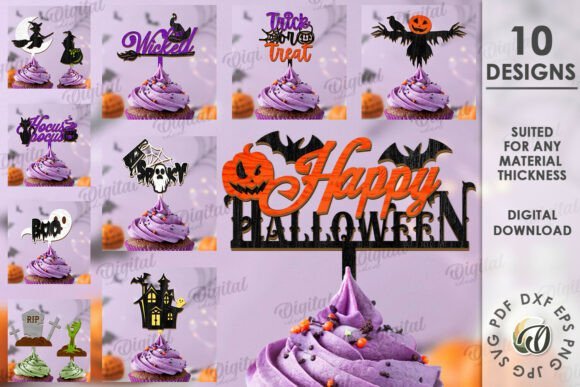 Paquete De Adornos Para Tartas De Halloween Creativo Digital