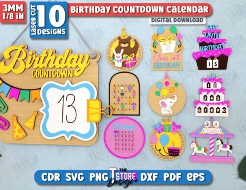 Paquete De Calendario De Cuenta Regresiva Para Cumpleanos Creativo Digital