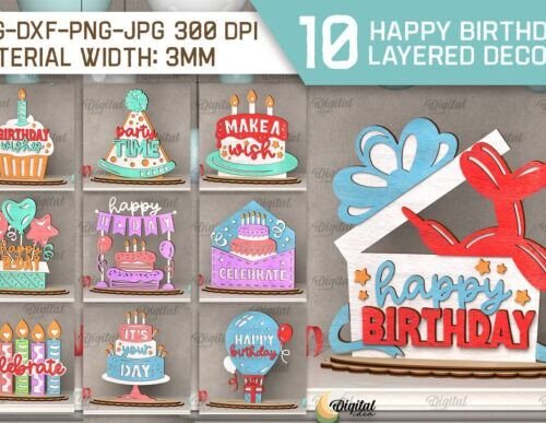 Paquete De Decoracion De Feliz Cumpleanos Creativo Digital