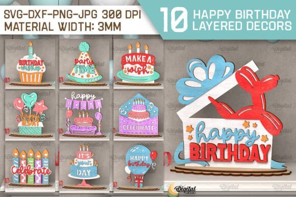 Paquete De Decoracion De Feliz Cumpleanos Creativo Digital