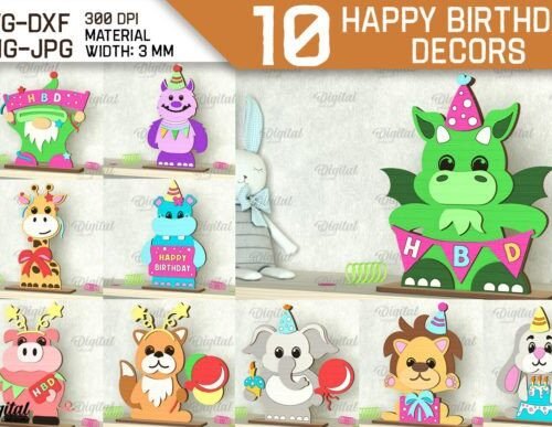 Paquete De Decoracion Laser De Feliz Cumpleanos Creativo Digital