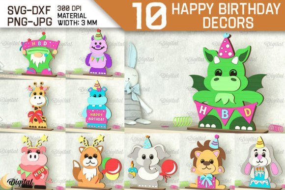 Paquete De Decoracion Laser De Feliz Cumpleanos Creativo Digital