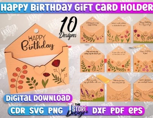 Paquete De Portatarjetas De Regalo De Cumpleanos 2 Creativo Digital