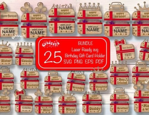 Paquete De Portatarjetas De Regalo De Cumpleanos Creativo Digital