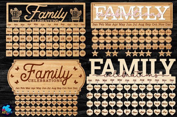 Paquete De Tableros De Celebraciones Familiares Creativo Digital