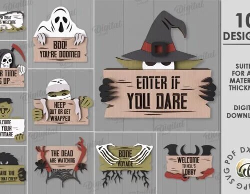 Halloween-Door-Signs-Bundle-creativo-digital Halloween Door Signs Bundle Creativo Digital