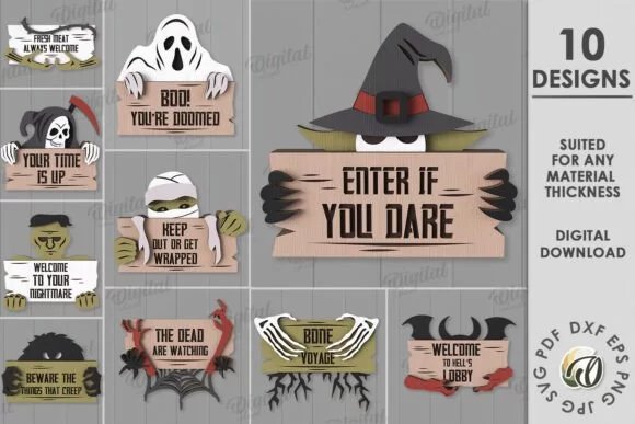 Halloween Door Signs Bundle Creativo Digital