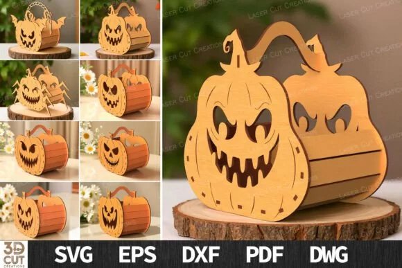 Halloween Pumpkin Basket SVG Bundle Laser Cutting Creativo Digital
