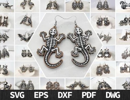 Halloween-Skeleton-Animal-Earrings-creativo-digital Halloween Skeleton Animal Earrings Creativo Digital