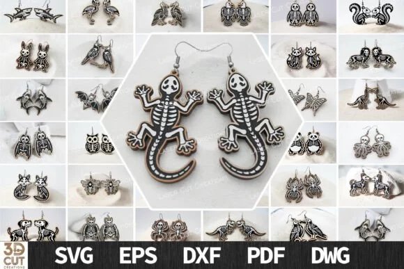 Halloween Skeleton Animal Earrings Creativo Digital