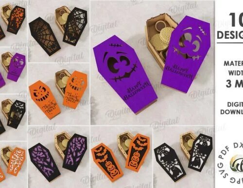 Halloween-coffin-boxes-Bundle-Laser-Cut-creativo-digital Halloween Coffin Boxes Bundle Laser Cut Creativo Digital