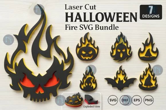 Laser Cut HALLOWEEN Fire Creativo Digital