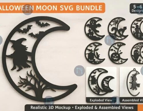 Laser Cut Halloween Moon Creativo Digital