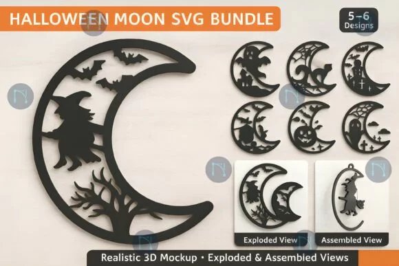 Laser Cut Halloween Moon Creativo Digital