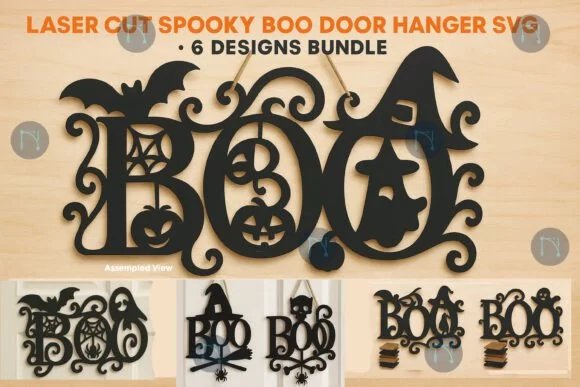 Laser Cut Spooky BOO Door Creativo Digital