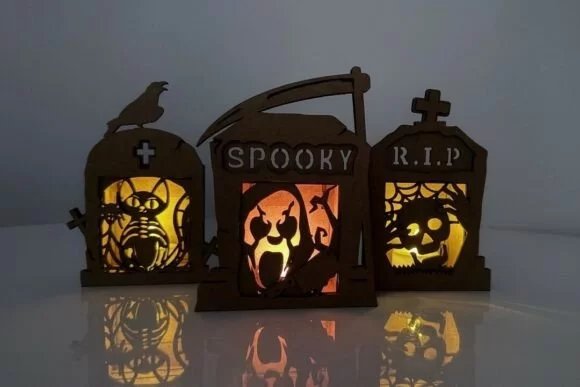 SPOOKY Tombstone Candle Holder Creativo Digital