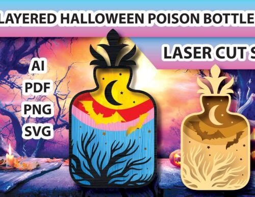 botella-de-toxina-de-halloween-en-capas-creativo-digital Botella De Toxina De Halloween En Capas Creativo Digital