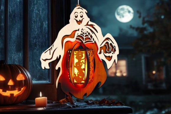 Candelabro Con Forma De Fantasma De Halloween Creativo Digital