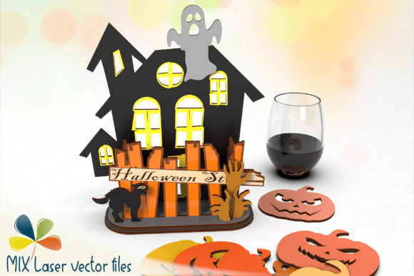 Posavasos Halloween Con Casa Embrujada Creativo Digital