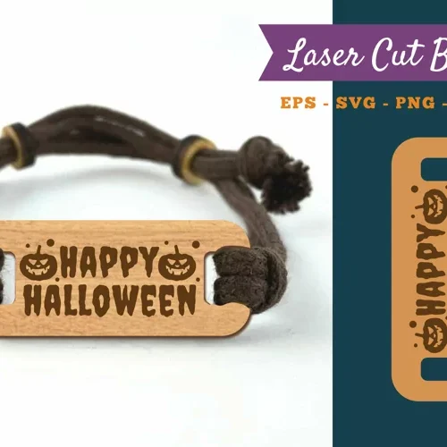 Pulsera Cortada Con Laser Con Texto Feliz Halloween 2 Creativo Digital