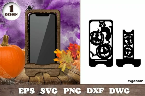 Soporte Para Telefono Con Forma De Calabaza De Halloween Creativo Digital