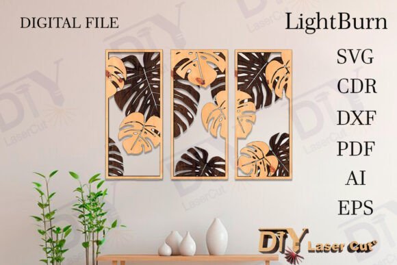 3 Paneles De Hojas Tropicales Para Decoracion De Pared Creativo Digital