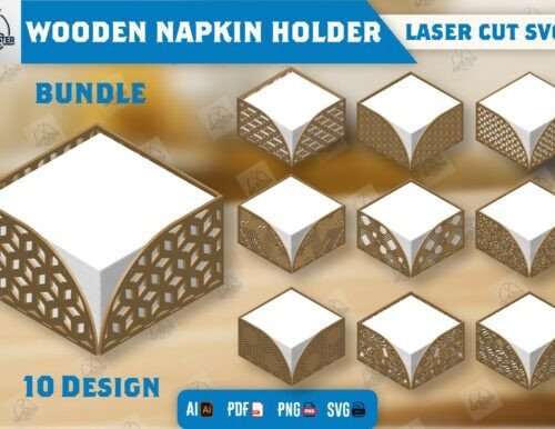 Wooden Napkin Holder Laser Cut 120361856 Creativo Digital
