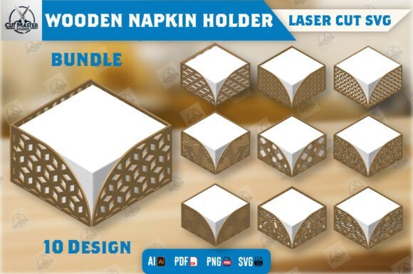 Wooden Napkin Holder Laser Cut 120361856 Creativo Digital