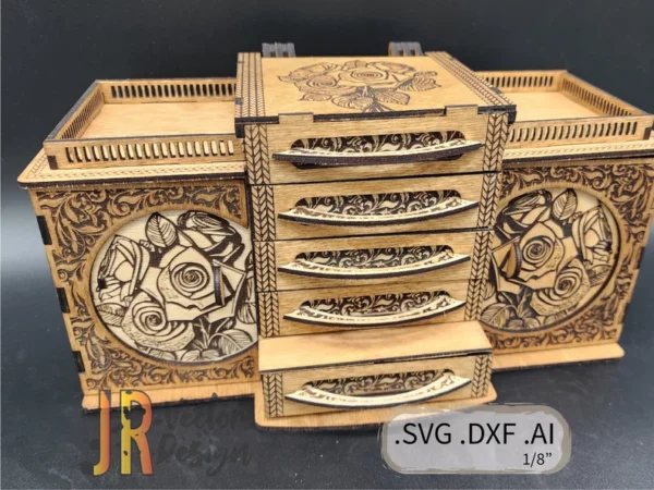 Caja De Joyeria Rosa De Filigrana Con Cajones Creativo Digital