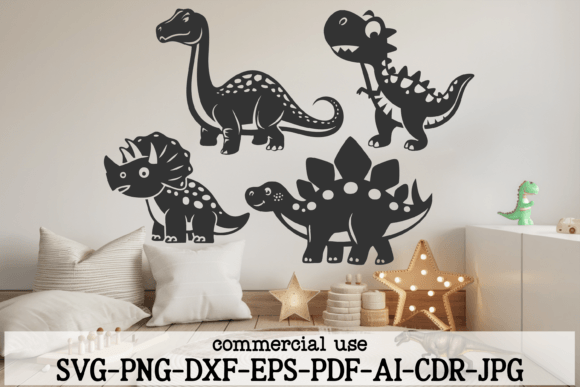 Silueta De Dinosaurio Bebe Creativo Digital