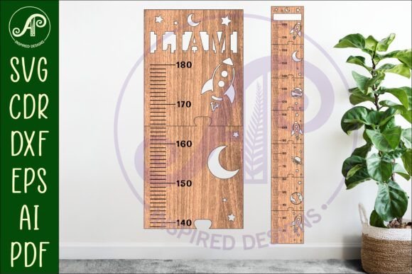 Tabla De Altura Personalizada Para Ninos Con Diseno Espacial Creativo Digital