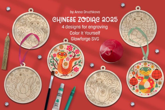 Adornos De Serpiente Del Zodiaco Chino 2025 Creativo Digital