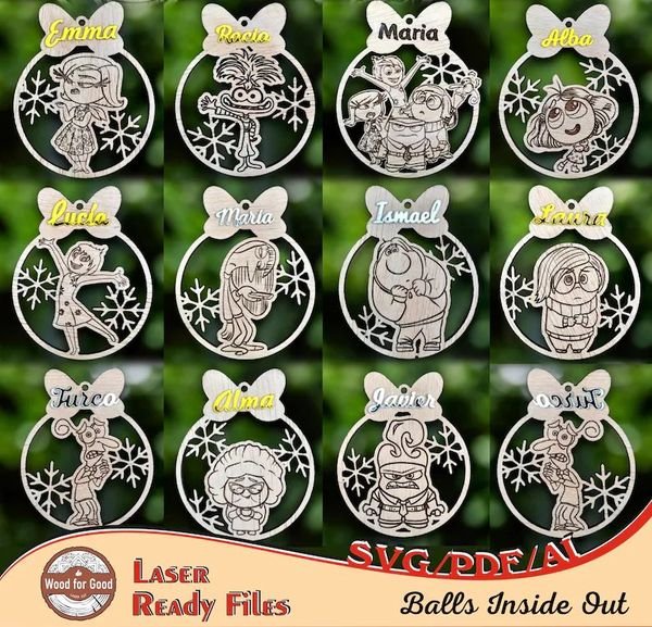 Diseno De Bolas De Nochevieja Con Personajes De Dibujos Animados Inside Out Creativo Digital