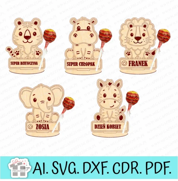 Regalo Animal Con Espacio Para Piruleta Creativo Digital