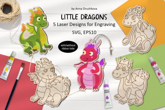 Set De Pequenos Dragones Creativo Digital