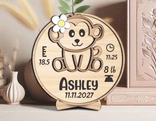 Tablero Redondo Con Anuncio De Bebe Mono Creativo Digital
