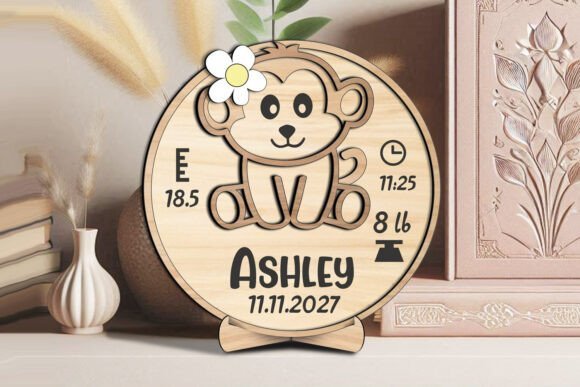 Tablero Redondo Con Anuncio De Bebe Mono Creativo Digital